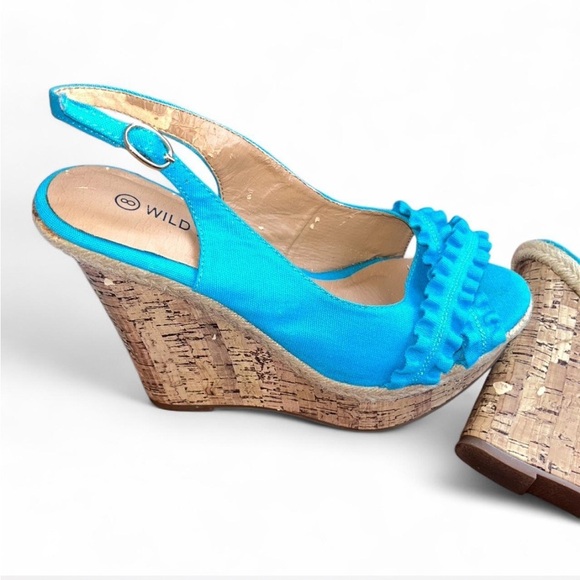 Blue Wedge Sandals - Picture 5 of 6